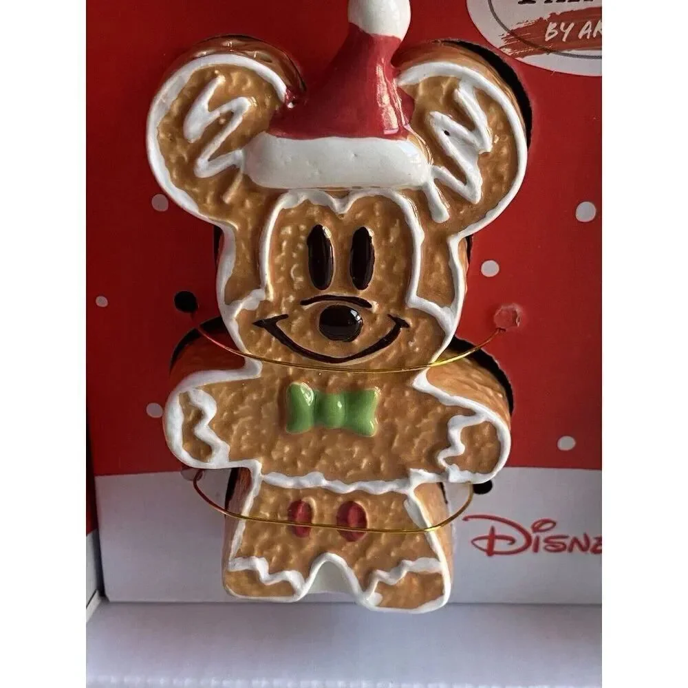 Disney Mickey and Minnie Mouse GINGERBREAD Christmas Salt‎ Pepper Shakers NEW